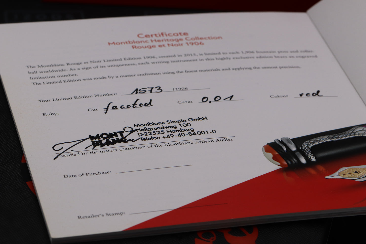 Montblanc Heritage Rouge et Noir Ebonite LE1906 Fountain Pen