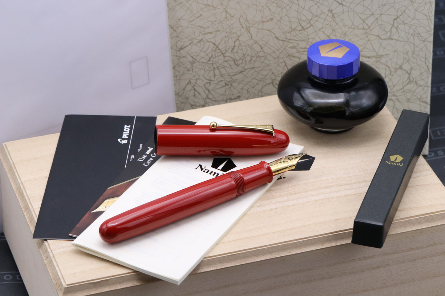 Namiki Emperor Vermilion Urushi Fountain Pen - Broad CI Mottishaw Nib