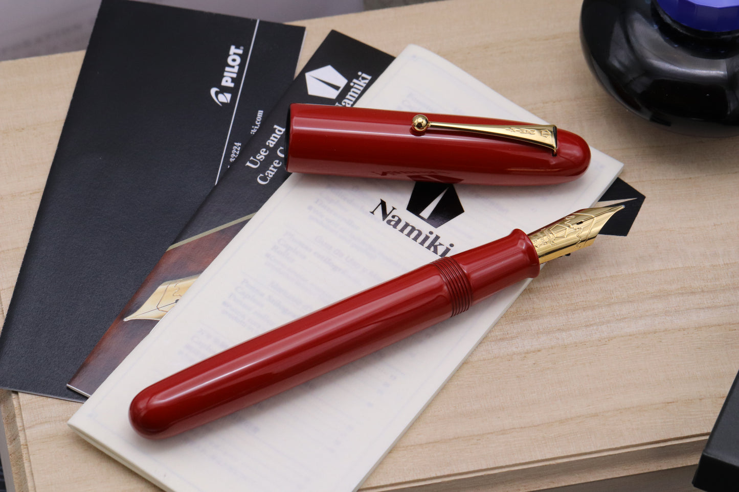 Namiki Emperor Vermilion Urushi Fountain Pen - Broad CI Mottishaw Nib