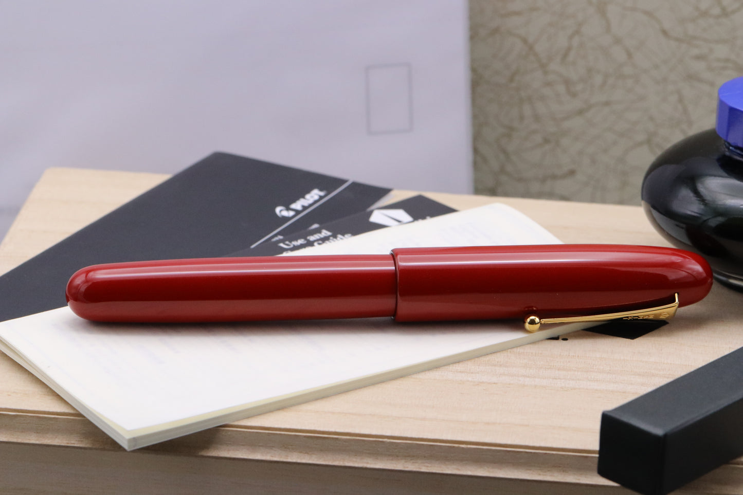 Namiki Emperor Vermilion Urushi Fountain Pen - Broad CI Mottishaw Nib