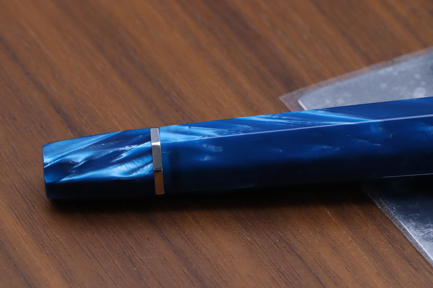 Montegrappa Extra Otto Custom Turquoise Celluloid Silver Fountain Pen - Stub Nib