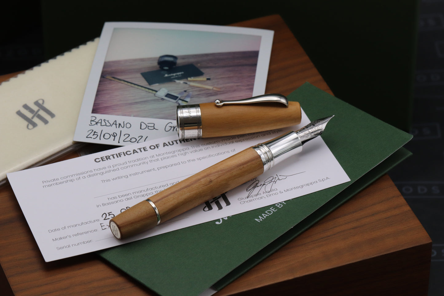 Montegrappa Extra Custom Olivewood Sterling Silver Fountain Pen