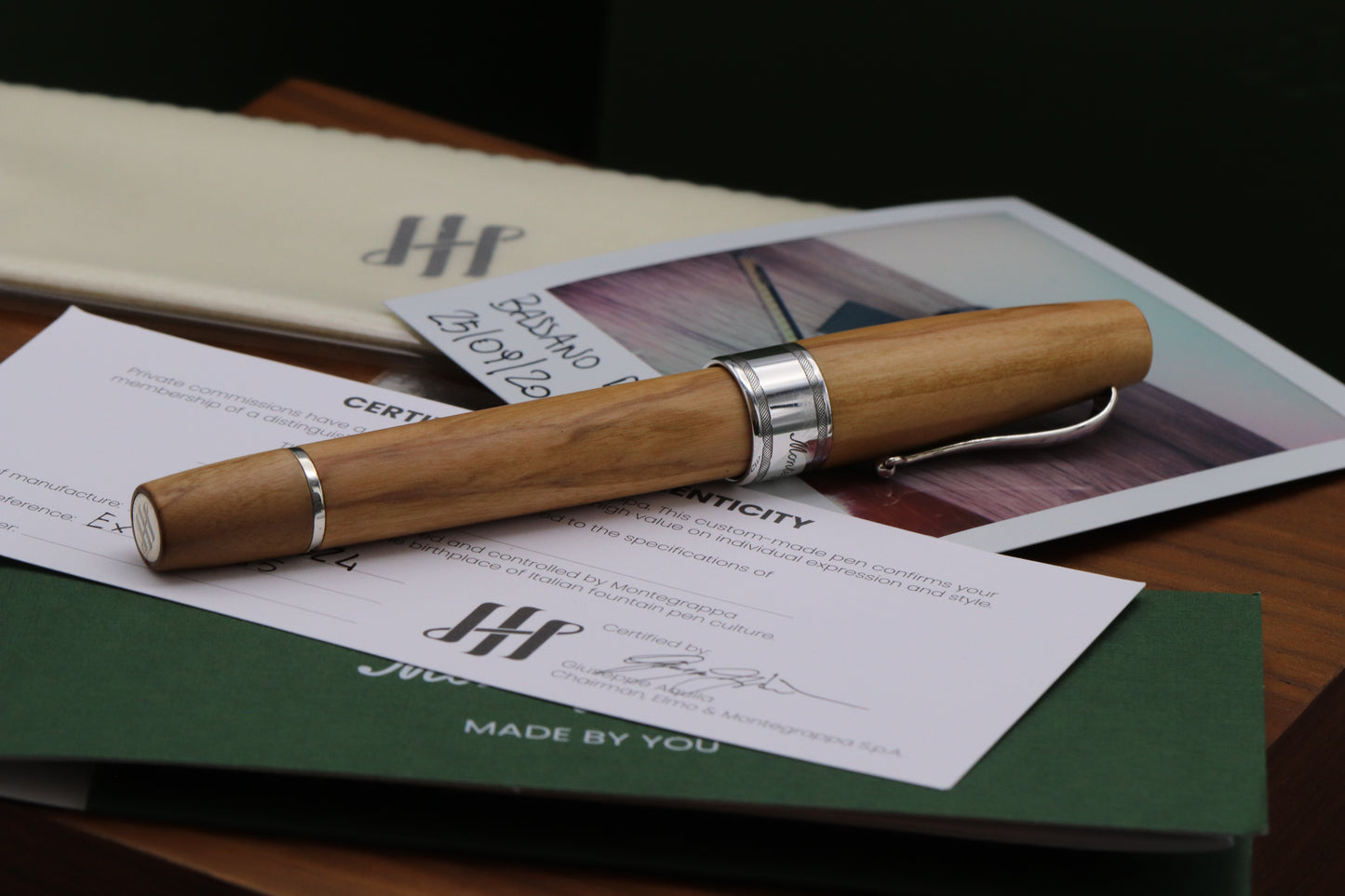 Montegrappa Extra Custom Olivewood Sterling Silver Fountain Pen