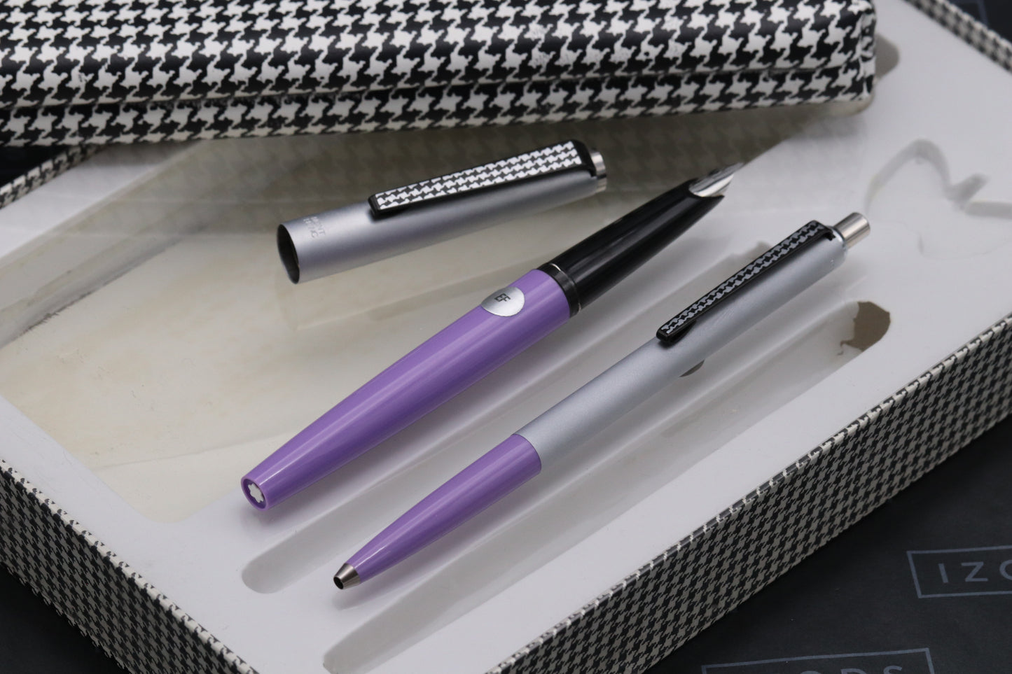 Montblanc Carrera Lilac Steel Fountain Pen, Ballpoint Pen and Pouch - UNUSED