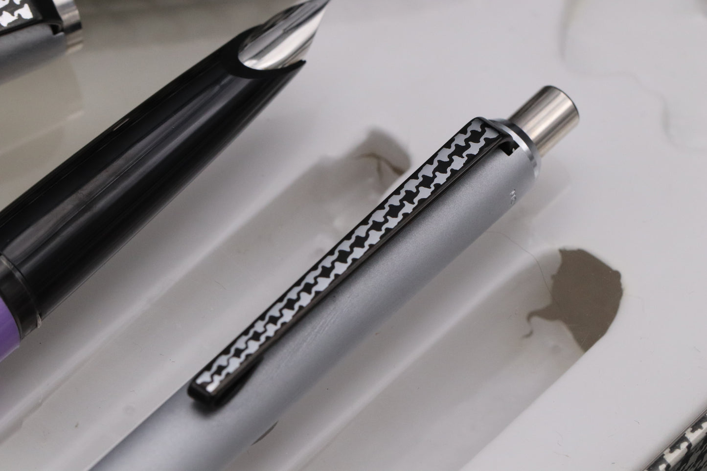 Montblanc Carrera Lilac Steel Fountain Pen, Ballpoint Pen and Pouch - UNUSED