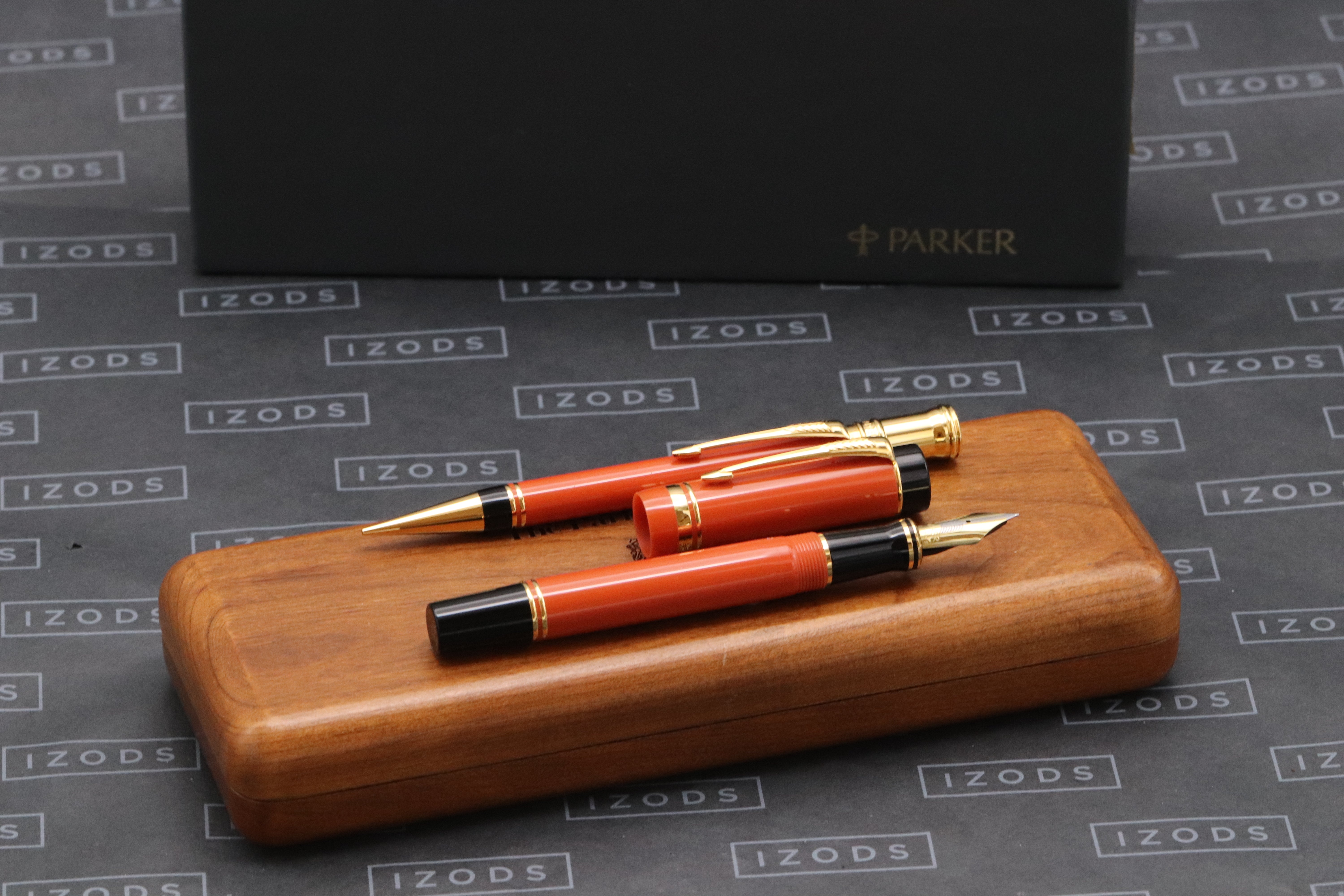 Parker Duofold Centennial Orange Fountain Pen and Mechanical