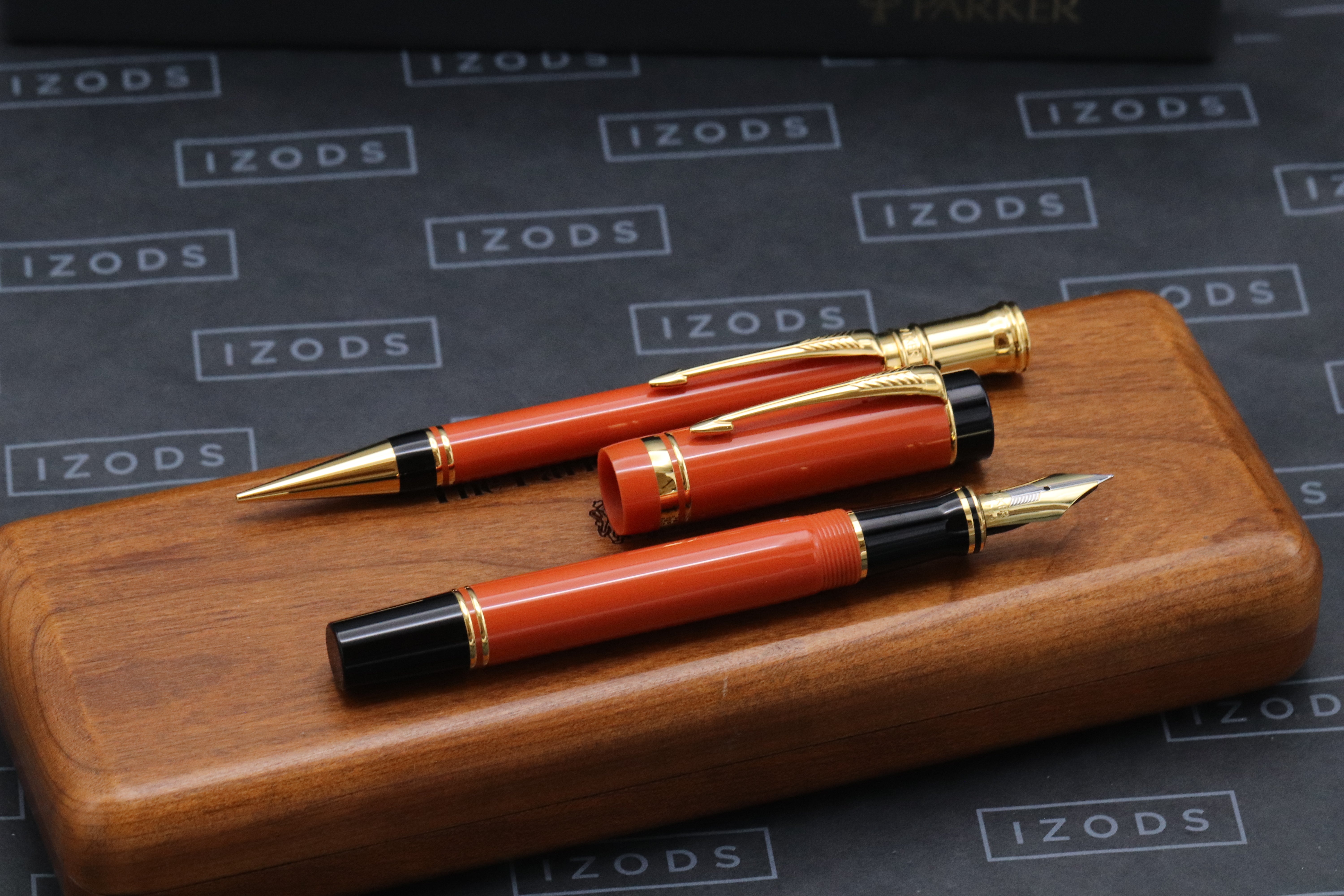 Parker Duofold Centennial Orange Fountain Pen and Mechanical