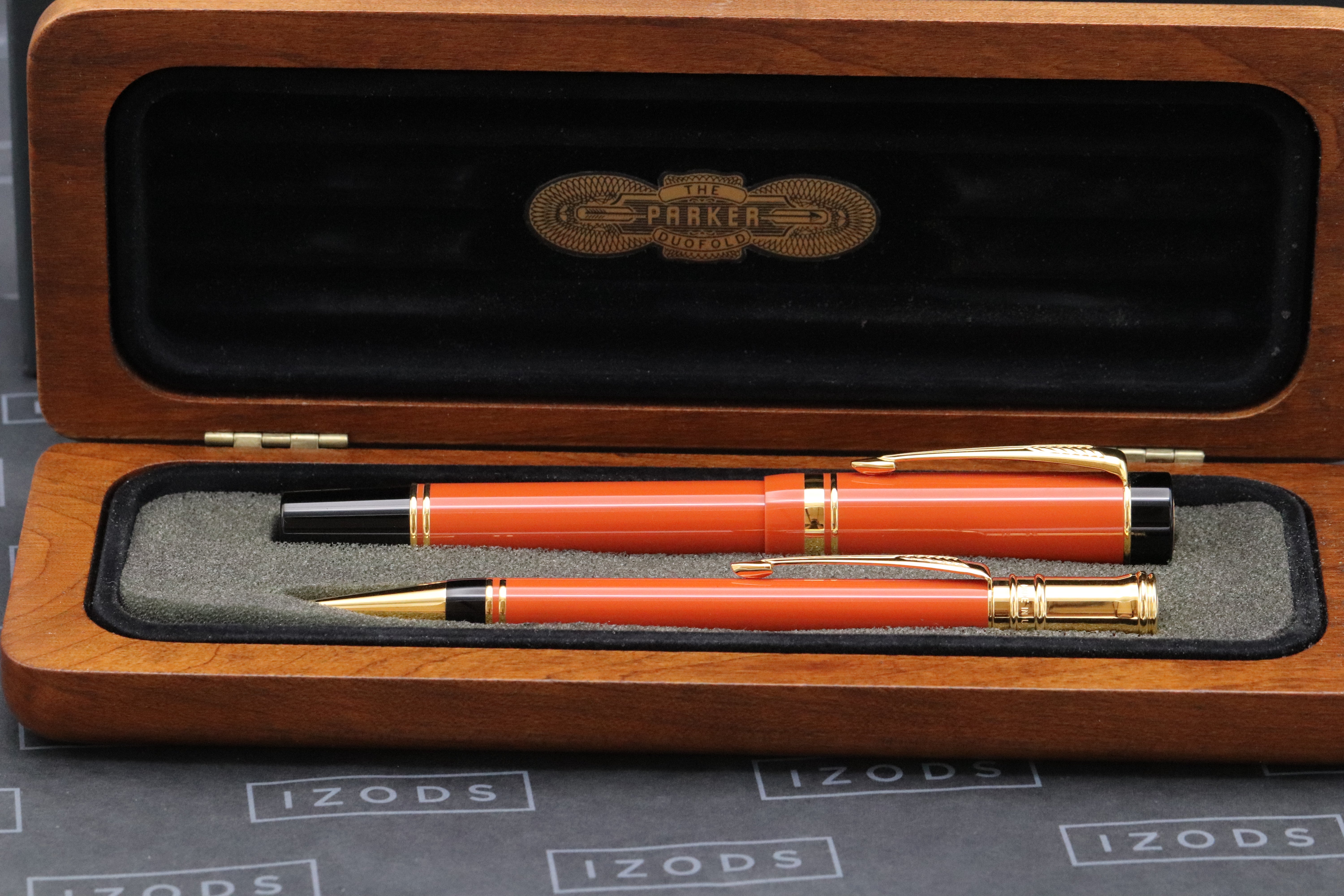 Parker Duofold Centennial Orange Fountain Pen and Mechanical