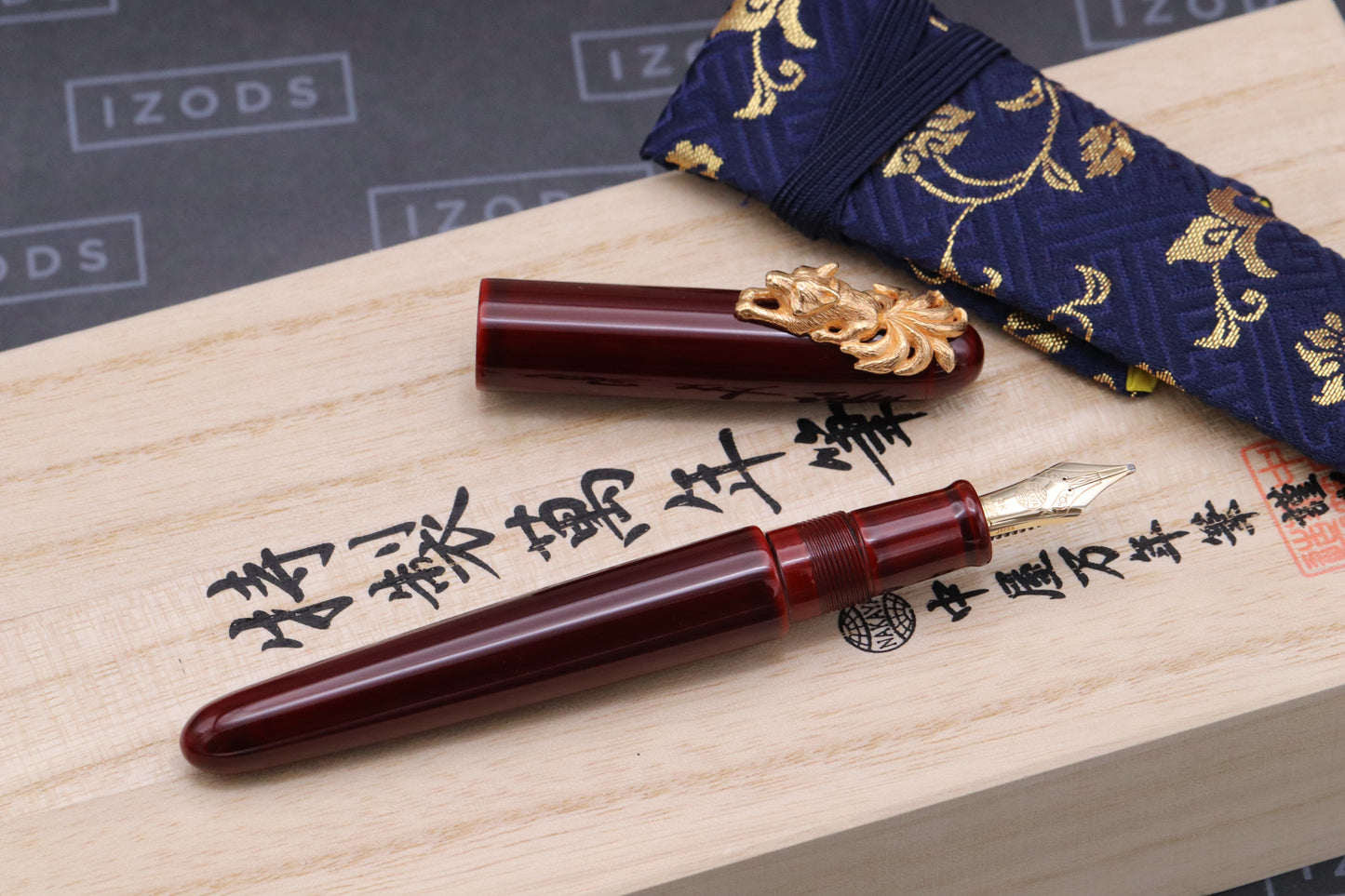 Nakaya Portable Cigar Aka-Tamenuri Fountain Pen with Fox Stopper - Music Nib