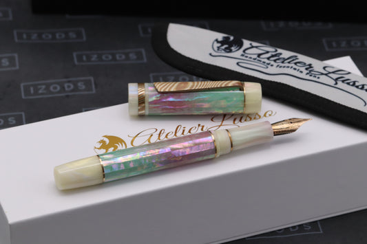 Atelier Lusso Carina Ragazzone Seafoam Pink Awabi MOP Resin Fountain Pen