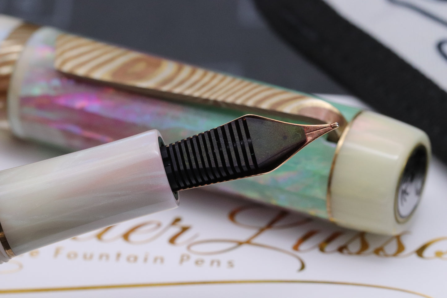 Atelier Lusso Carina Ragazzone Seafoam Pink Awabi MOP Resin Fountain Pen