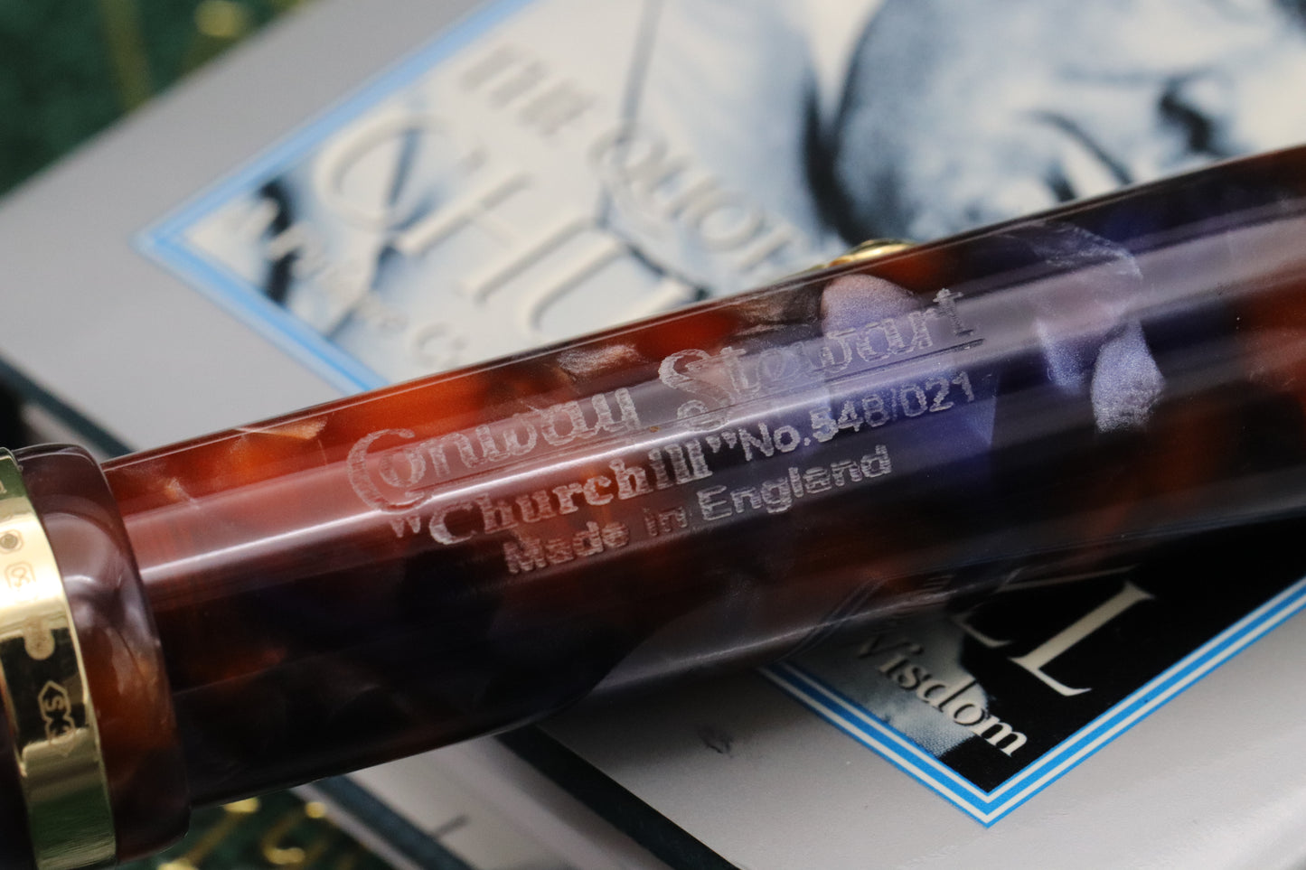 Conway Stewart Winston Churchill Sepia Blue Lever Fountain Pen
