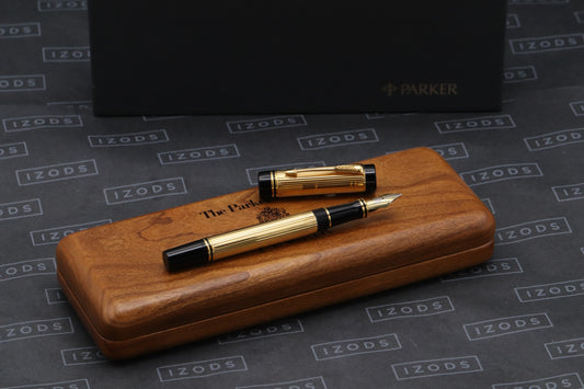 Parker Duofold International Godron Gold Fountain Pen - MK1 - 1991 - EF Nib