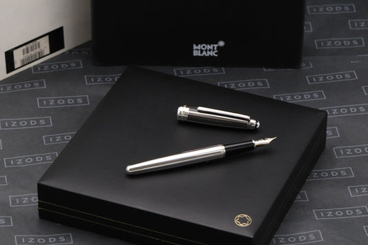 Montblanc Meisterstuck Classique Silver Fibre Guilloche Fountain Pen - EF Nib - NEVER INKED