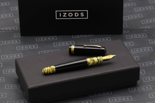 Leonardo MZ La Grande Ibrida Black Yellow Celluloid Fountain Pen - #8 EF Ti Nib