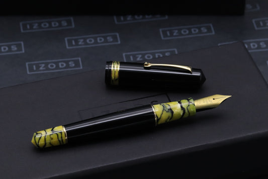 Leonardo MZ La Grande Ibrida Black Yellow Celluloid Fountain Pen - #8 EF Ti Nib
