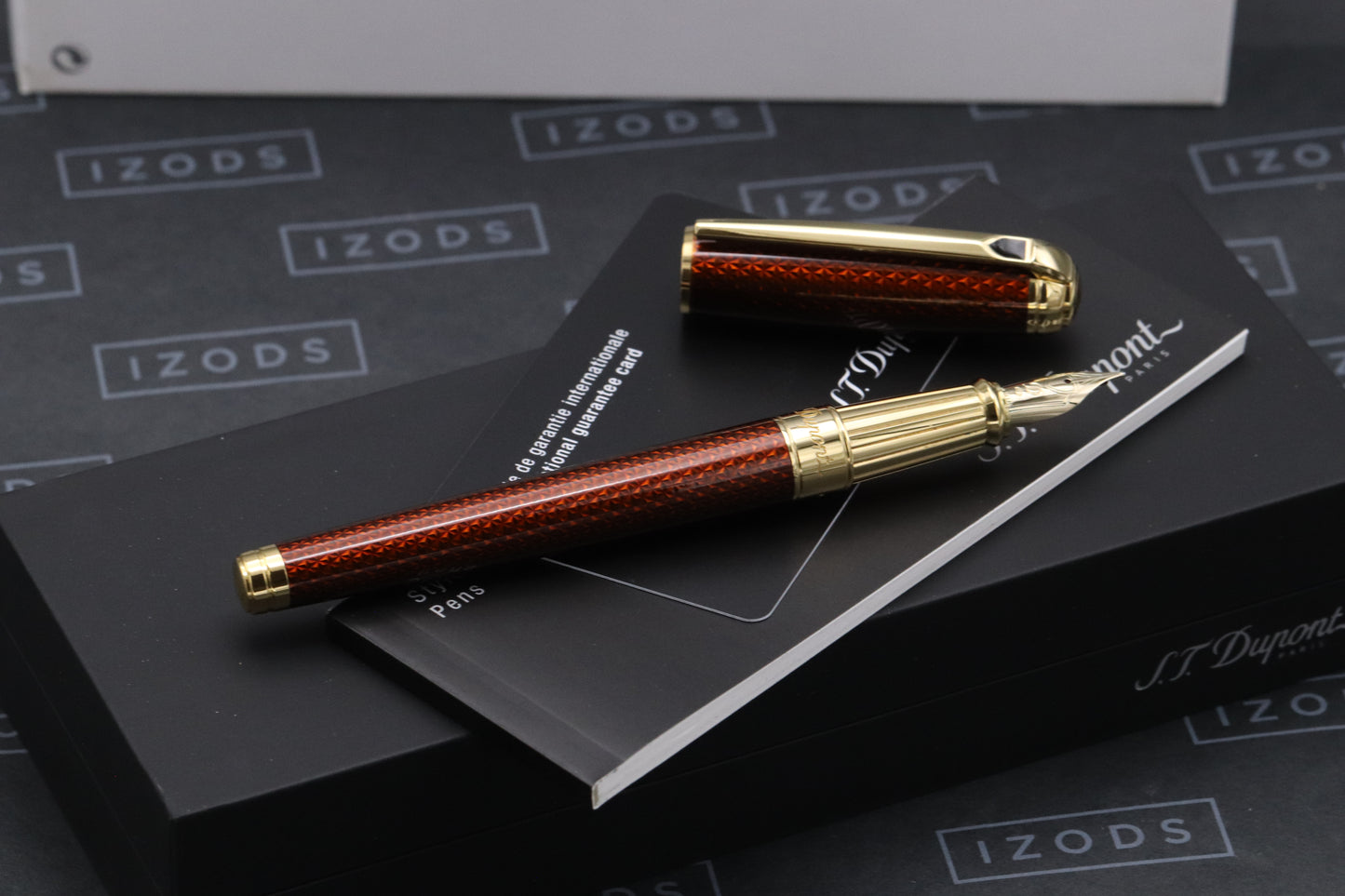 S.T. Dupont Line D Large Amber Guilloche Fountain Pen