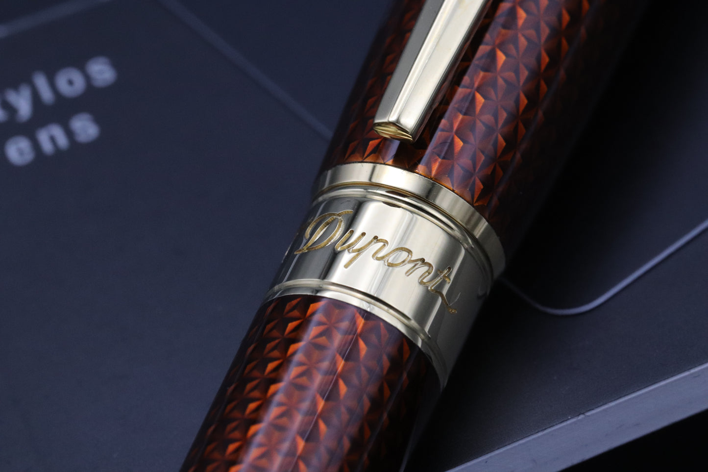 S.T. Dupont Line D Large Amber Guilloche Fountain Pen