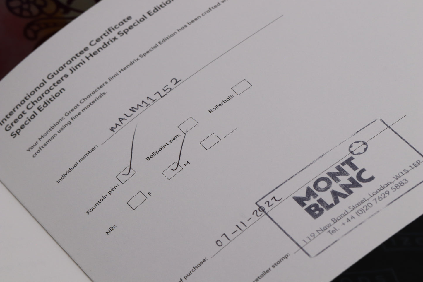 Montblanc Great Characters Jimi Hendrix Special Edition Fountain Pen - Broad Nib