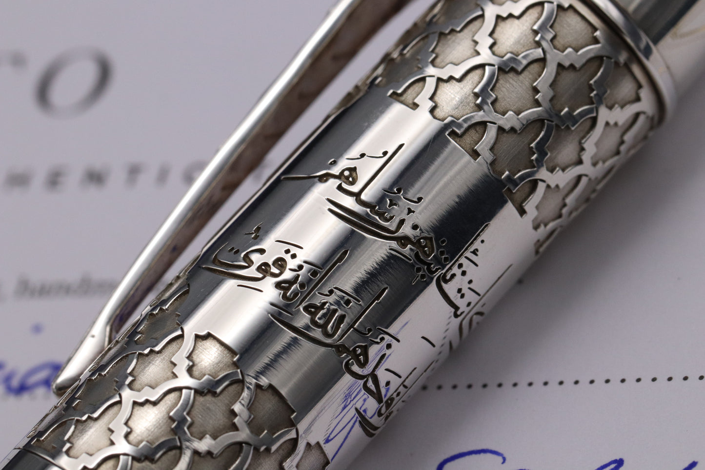 Onoto Magna Arabic Silver 1/1 Fountain Pen - Plunger Filler - #8 Stub Nib