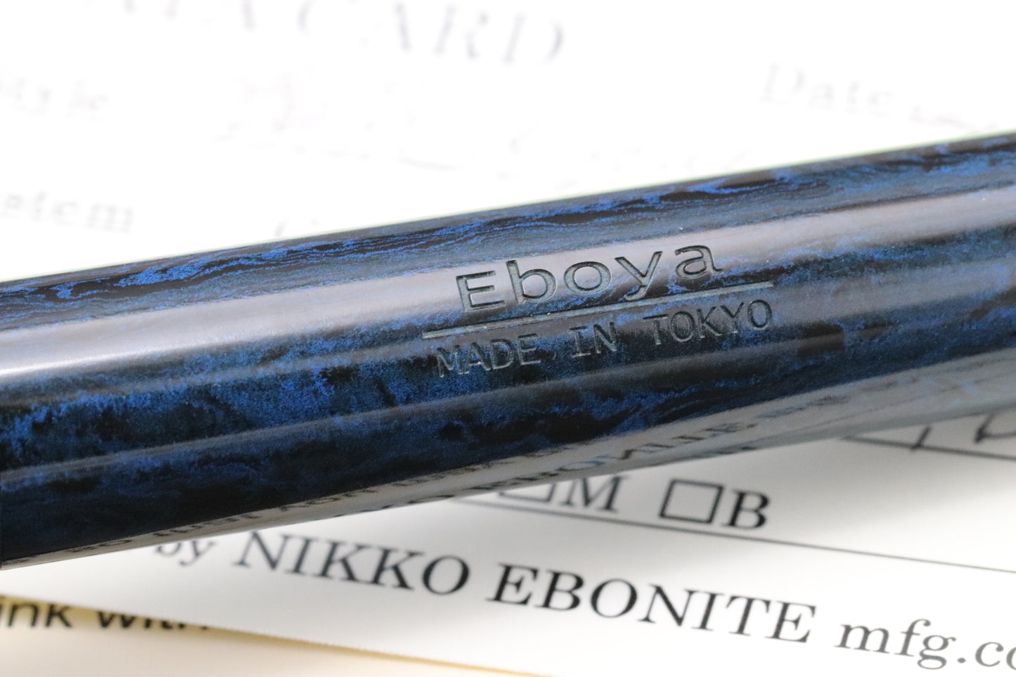 Eboya Kyouka Medium Size Shinkai Blue Ebonite Fountain Pen