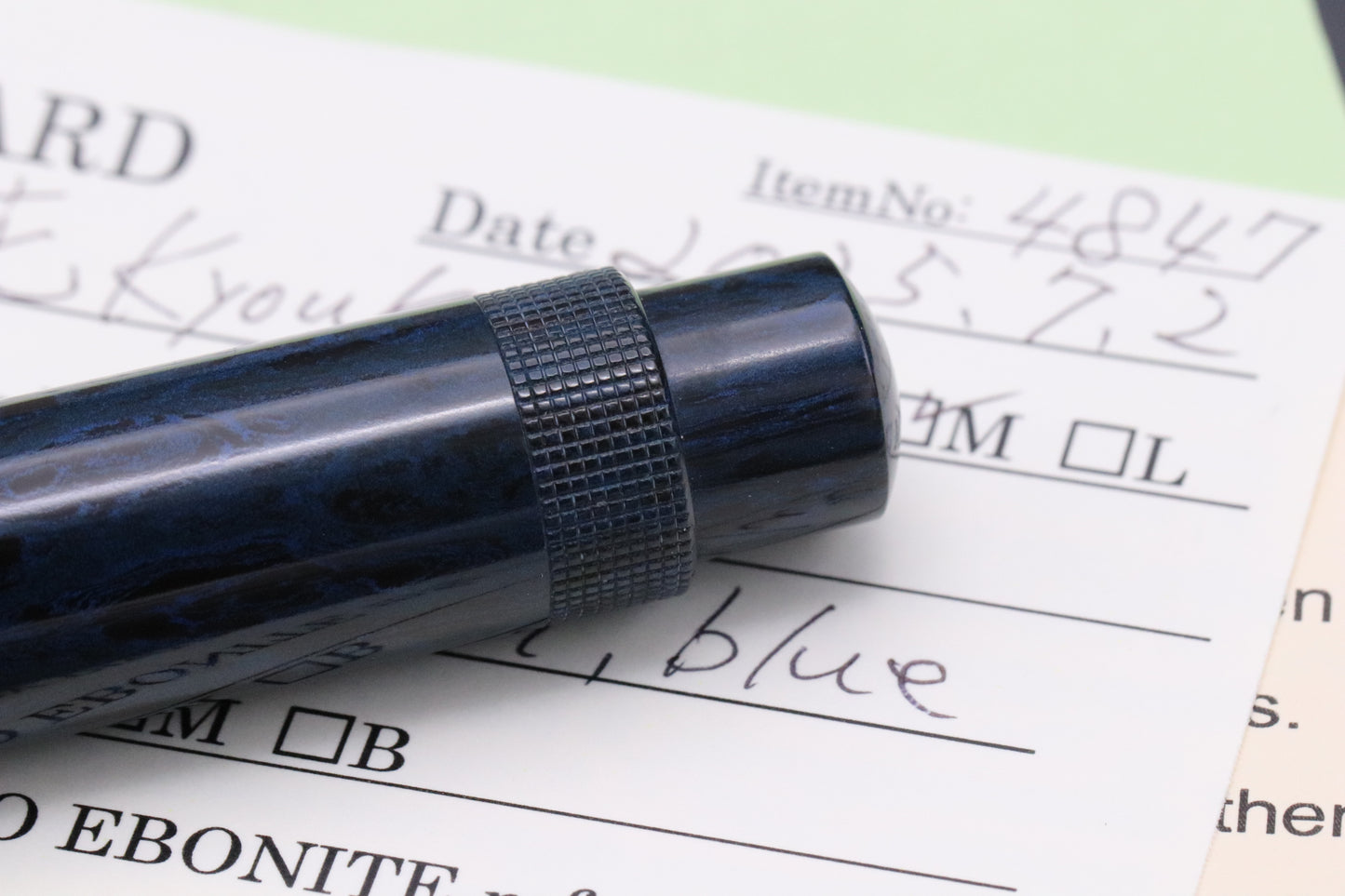 Eboya Kyouka Medium Size Shinkai Blue Ebonite Fountain Pen