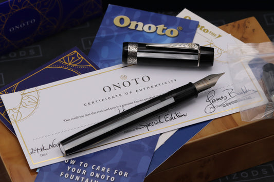 Onoto Hamlet Plunger Filler Fountain Pen with Rollerball Section - #8 Ti EF Nib