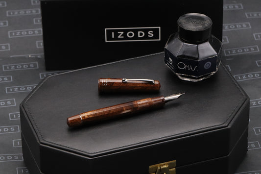 Omas Paragon Burlwood Celluloid Ruthenium Fountain Pen