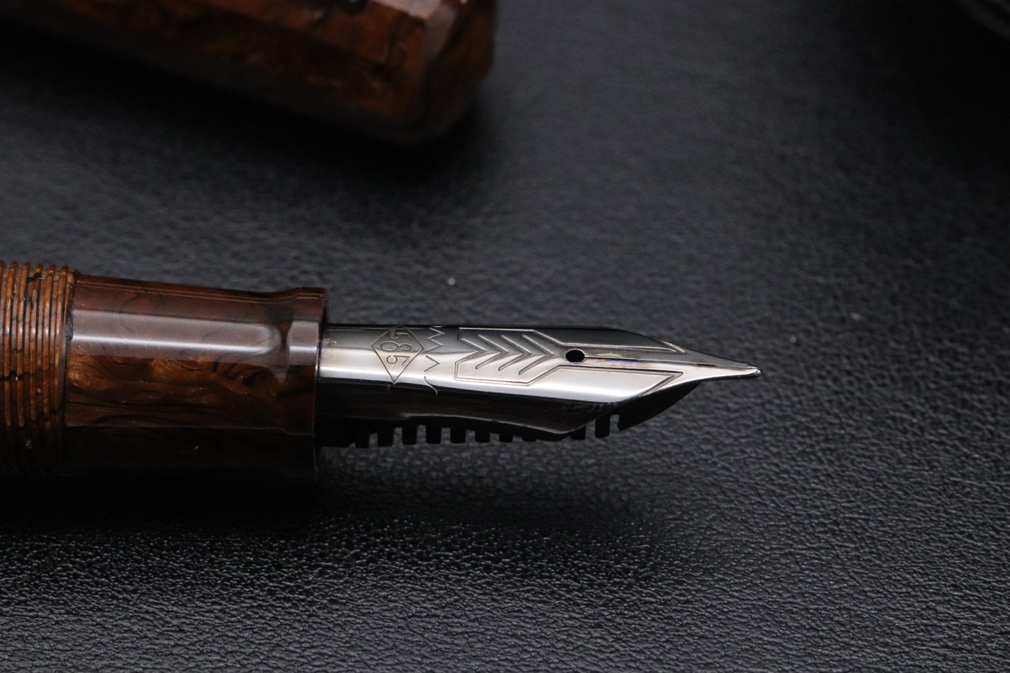 Omas Paragon Burlwood Celluloid Ruthenium Fountain Pen