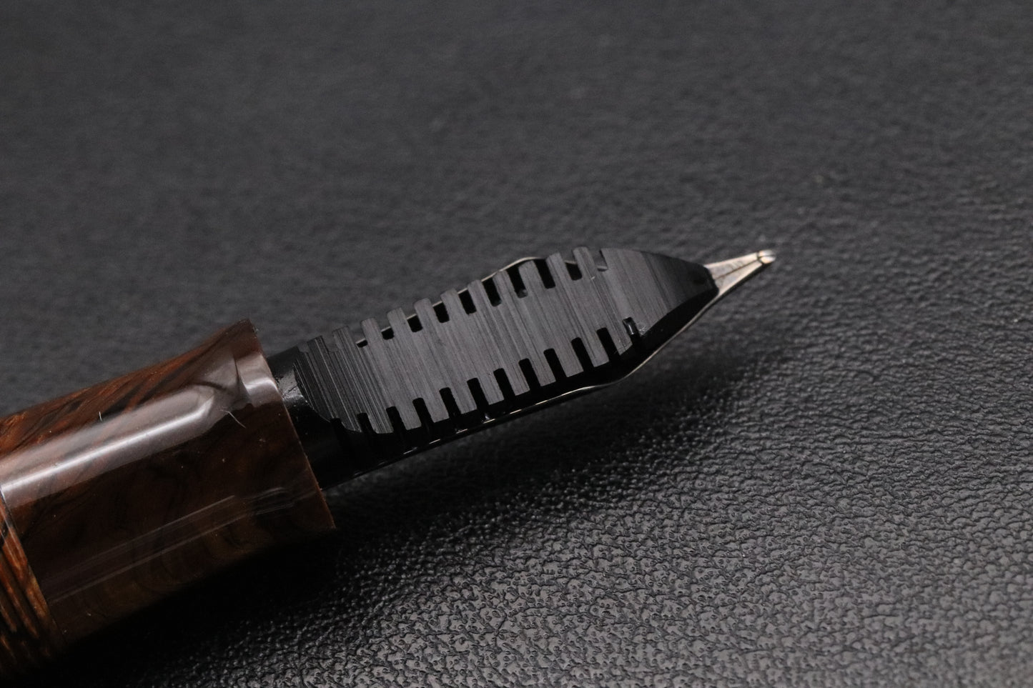 Omas Paragon Burlwood Celluloid Ruthenium Fountain Pen