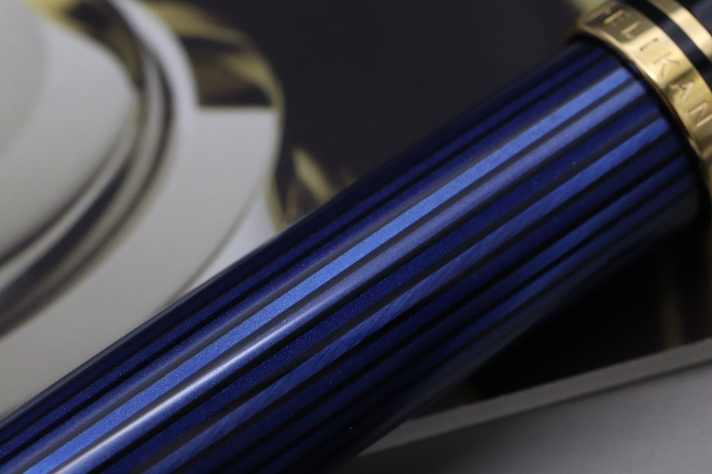 Pelikan Souveran M800 Blue Black Fountain Pen - EF Nib - Transparent Barrel