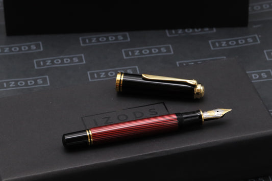 Pelikan Souveran M800 Red Black Fountain Pen - Transparent Barrel