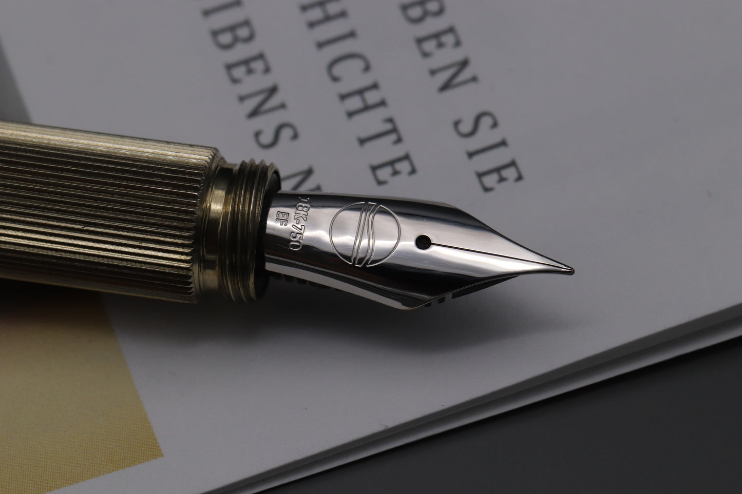 Elbwood PocketMaster Brushed Nickel Silver Fountain Pen - 18k EF Nib