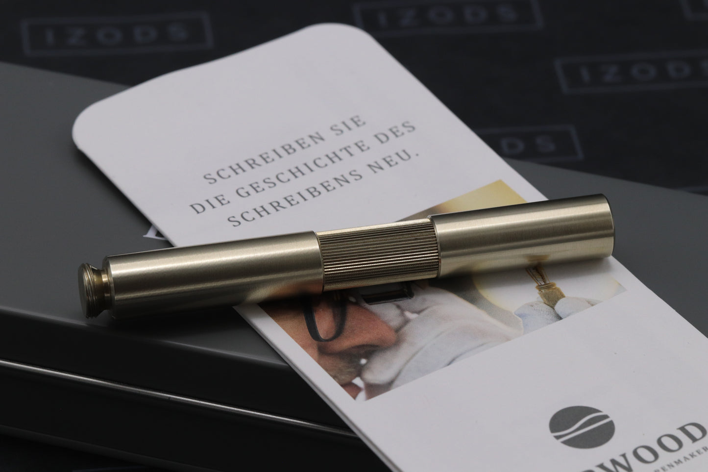 Elbwood PocketMaster Brushed Nickel Silver Fountain Pen - 18k EF Nib