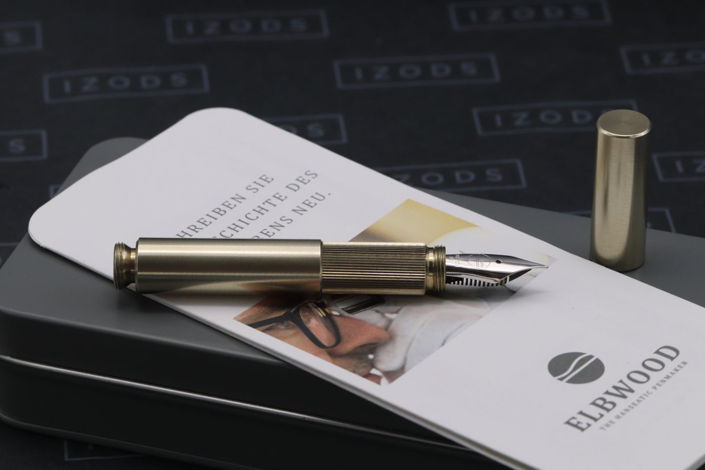 Elbwood PocketMaster Brushed Nickel Silver Fountain Pen - 18k EF Nib