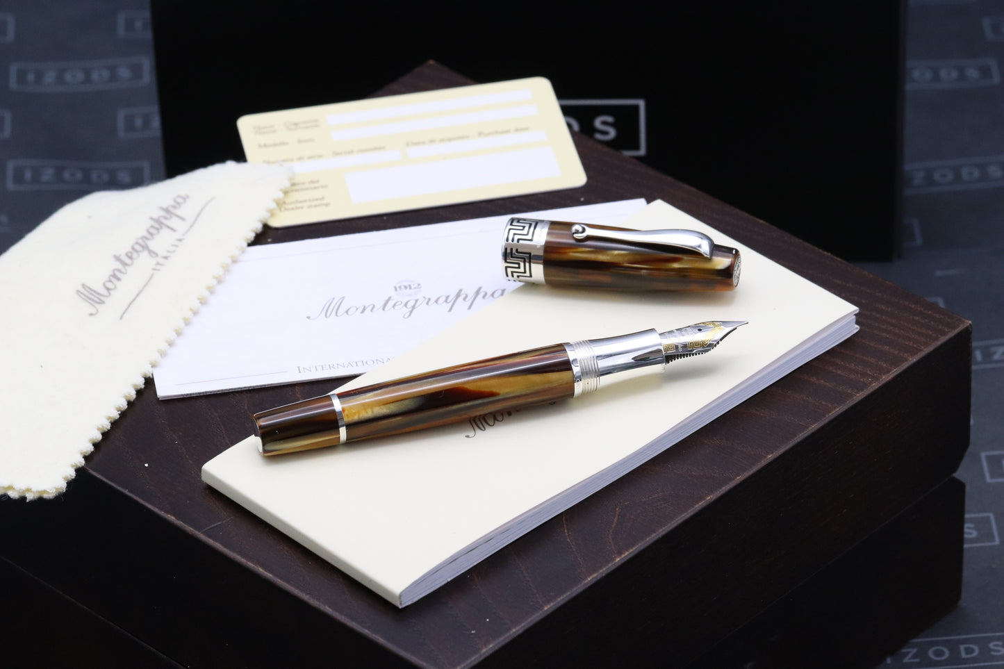 Montegrappa Extra 1930 Turtle Brown Celluloid Fountain Pen - Scroll Style Nib