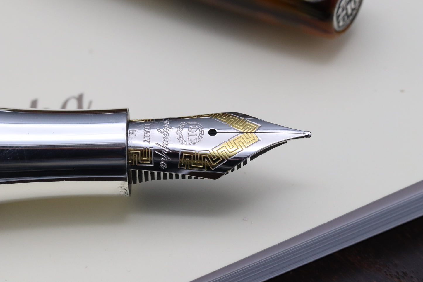 Montegrappa Extra 1930 Turtle Brown Celluloid Fountain Pen - Scroll Style Nib