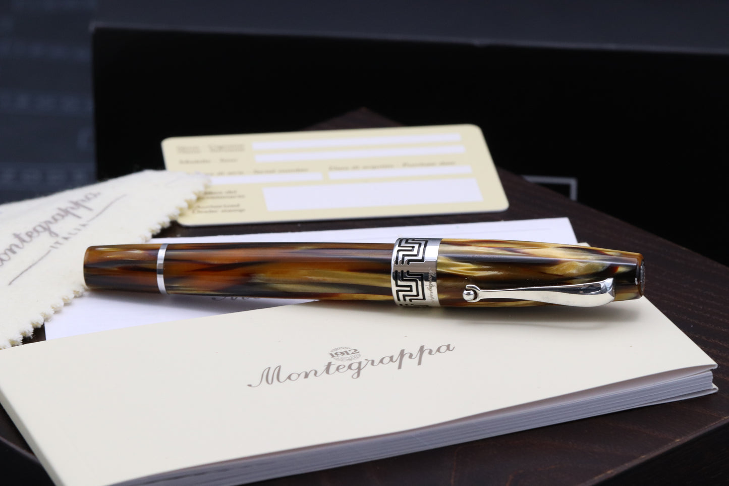 Montegrappa Extra 1930 Turtle Brown Celluloid Fountain Pen - Scroll Style Nib