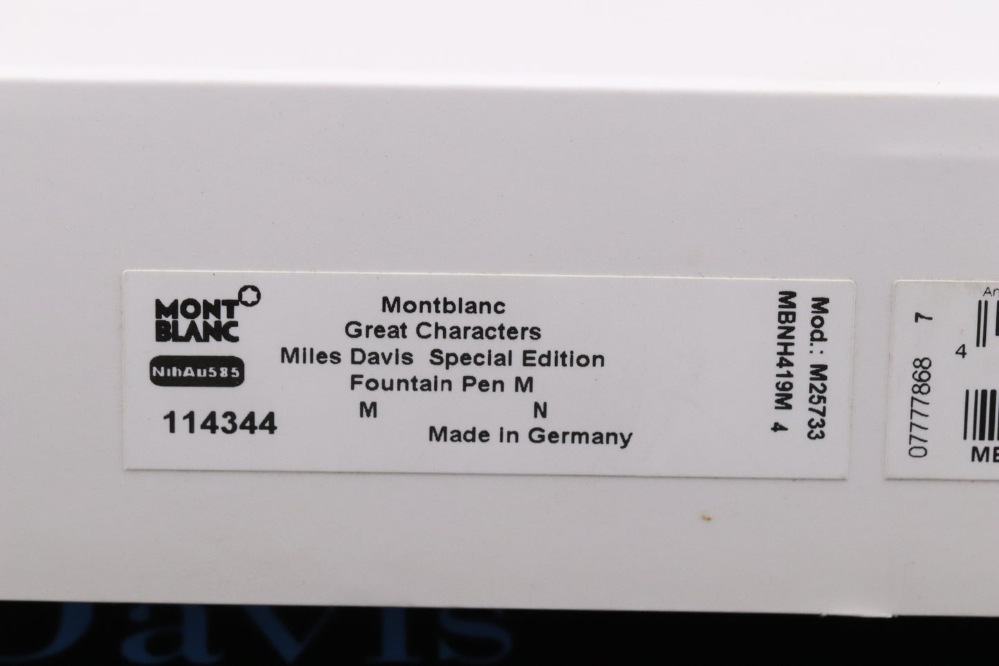 Montblanc Great Characters Miles Davis Special Edition Fountain Pen - UNUSED