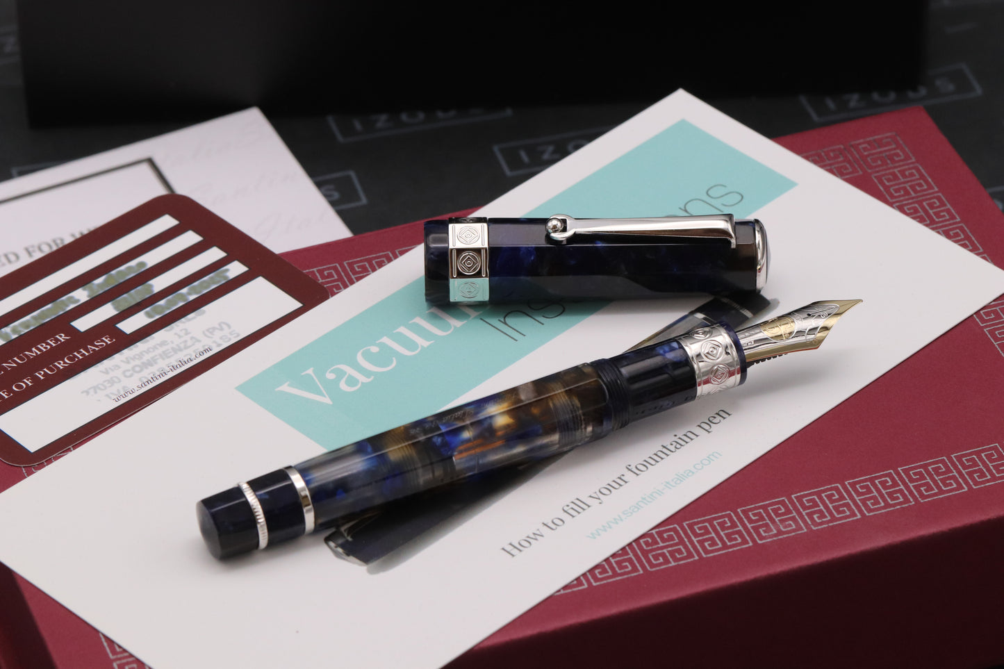 Santini Vacuum Ink Indaco LE98 Fountain Pen - #8 Fine Nib - UNUSED
