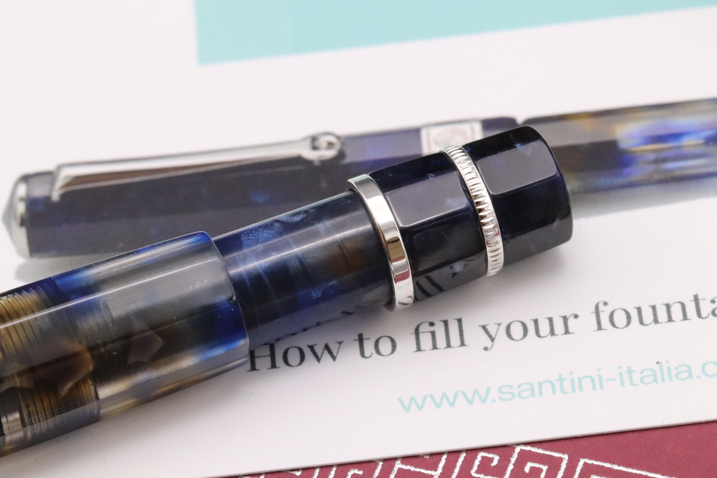 Santini Vacuum Ink Indaco LE98 Fountain Pen - #8 Fine Nib - UNUSED