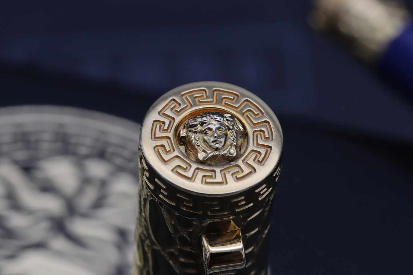 Omas for Gianni Versace Blue Gold Fountain Pen and Ballpoint Pen Set - UNUSED