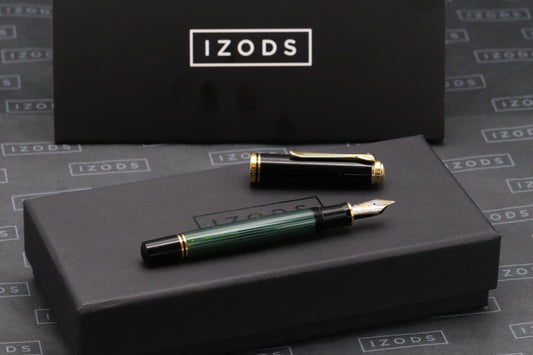 Pelikan Souveran M800 Green Black Fountain Pen - Broad Nib - Transparent Barrel