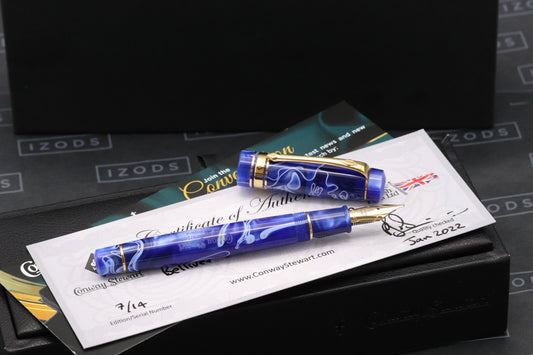 Conway Stewart Belliver White Whirl Fountain Pen - IB Nib