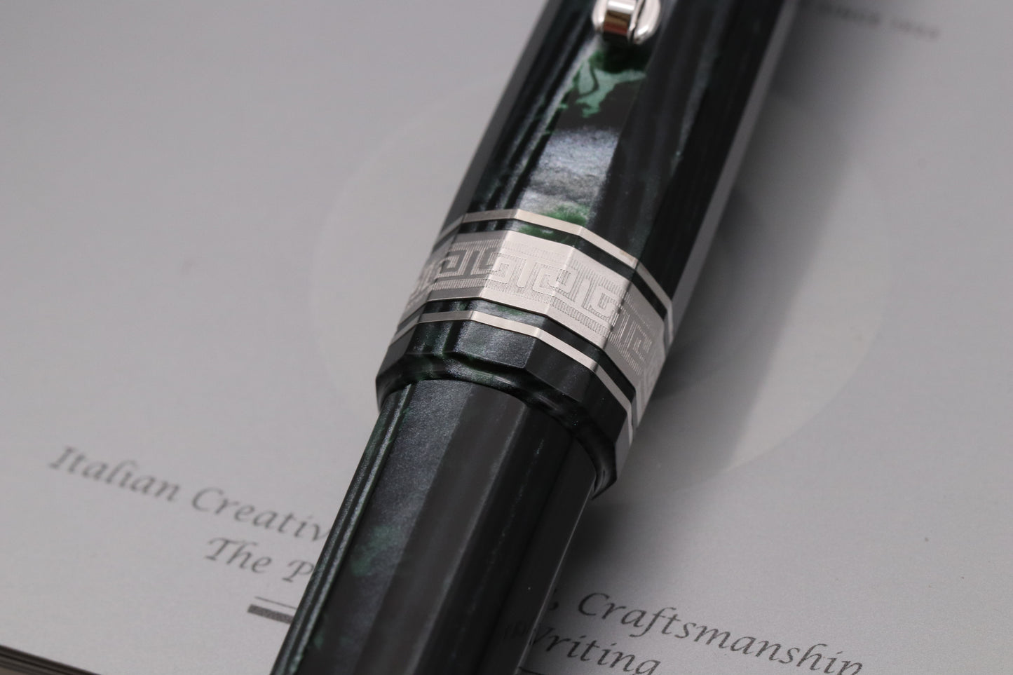 Omas Paragon Arco Verde Celluloid HT Trim Fountain Pen - Extra Flessible Nib