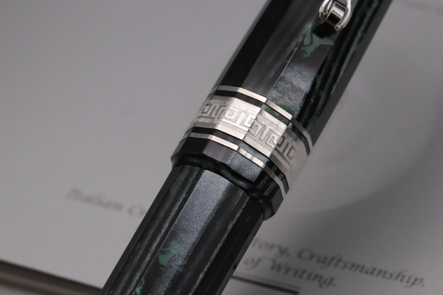 Omas Paragon Arco Verde Celluloid HT Trim Fountain Pen - Extra Flessible Nib