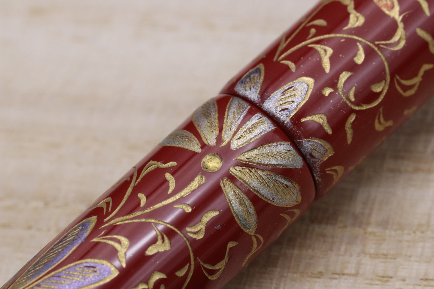 Nakaya Nakai-ai Cigar Chinkin Palmet Shu Colourful Lines Fountain Pen - Nakata Nib