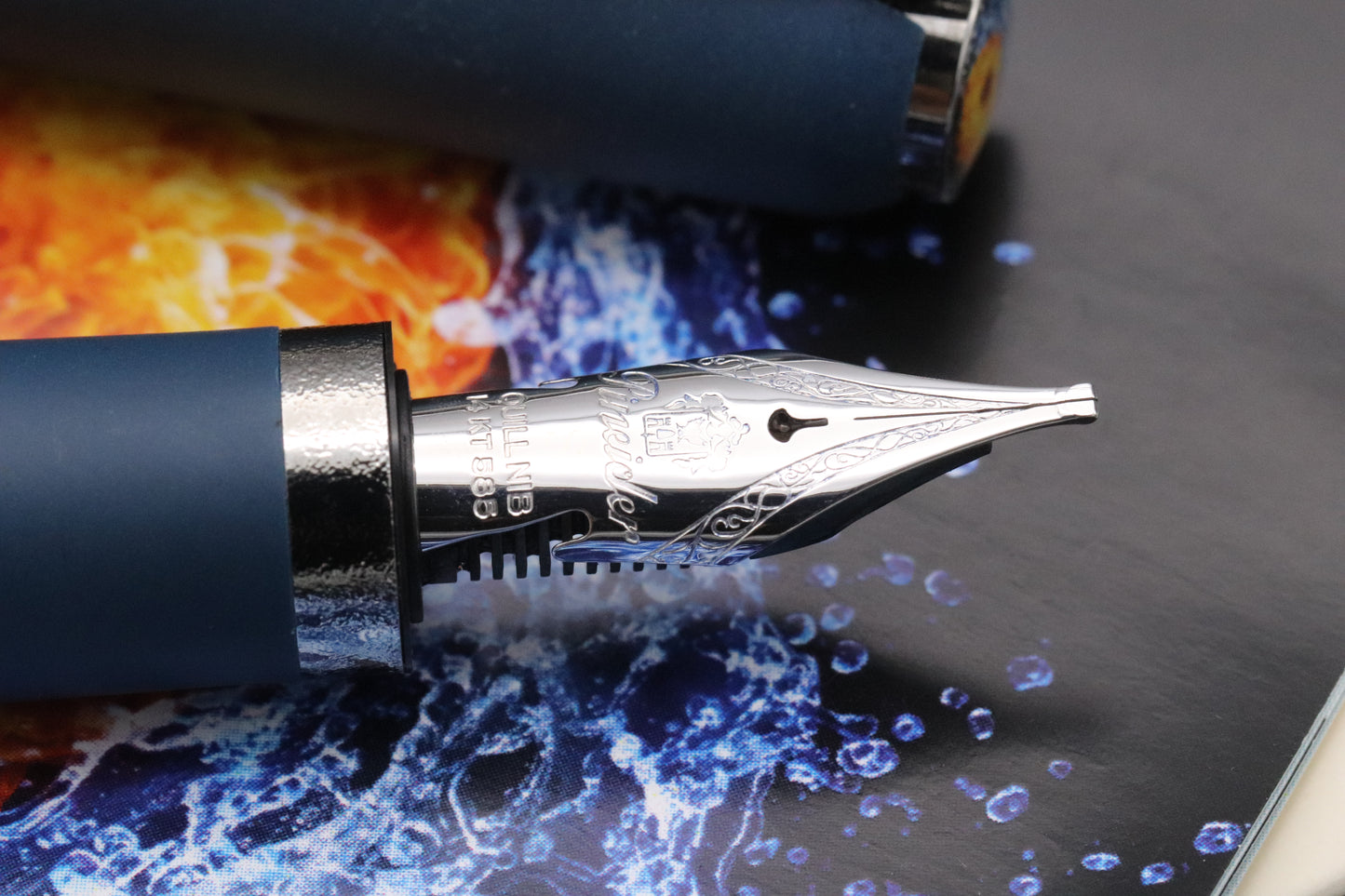Pineider Alchemist Kilauea Blue Fountain Pen - Stub Nib