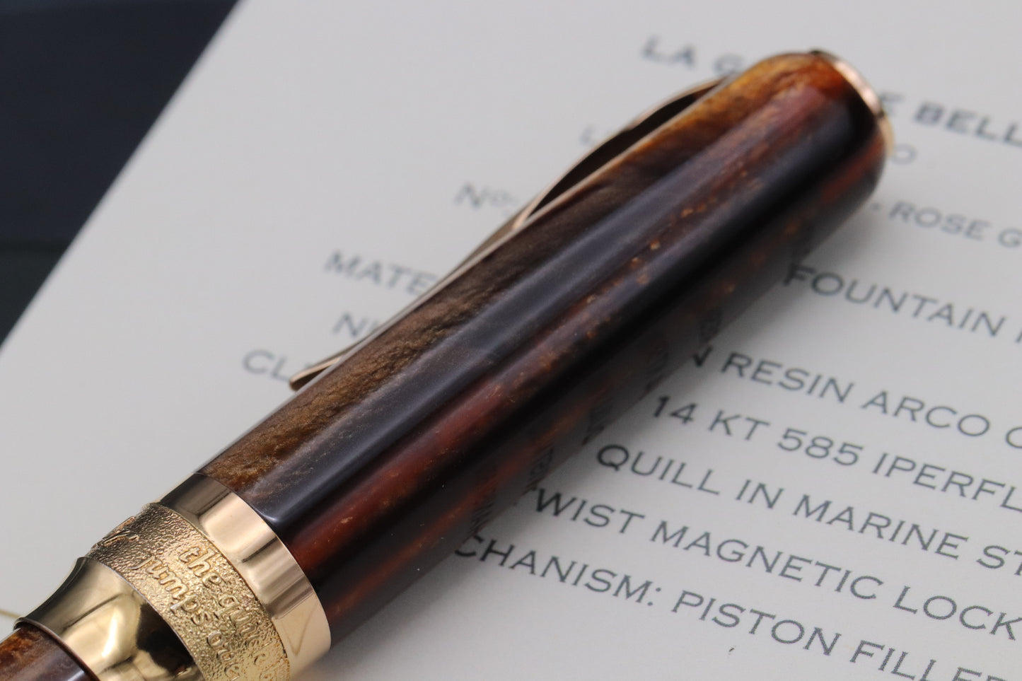 Pineider La Grande Bellezza Arco Oak LE28 Rose Gold Fountain Pen