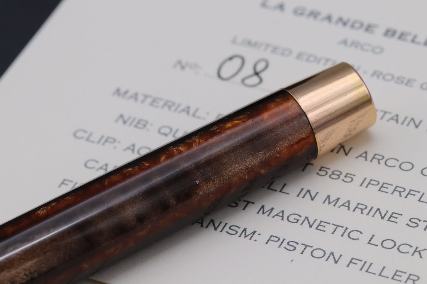 Pineider La Grande Bellezza Arco Oak LE28 Rose Gold Fountain Pen